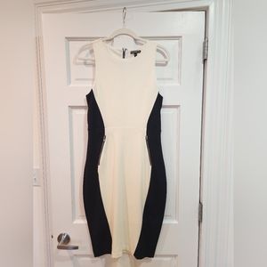 Express Color Block Zip Sheath Dress, Size M, Black and White